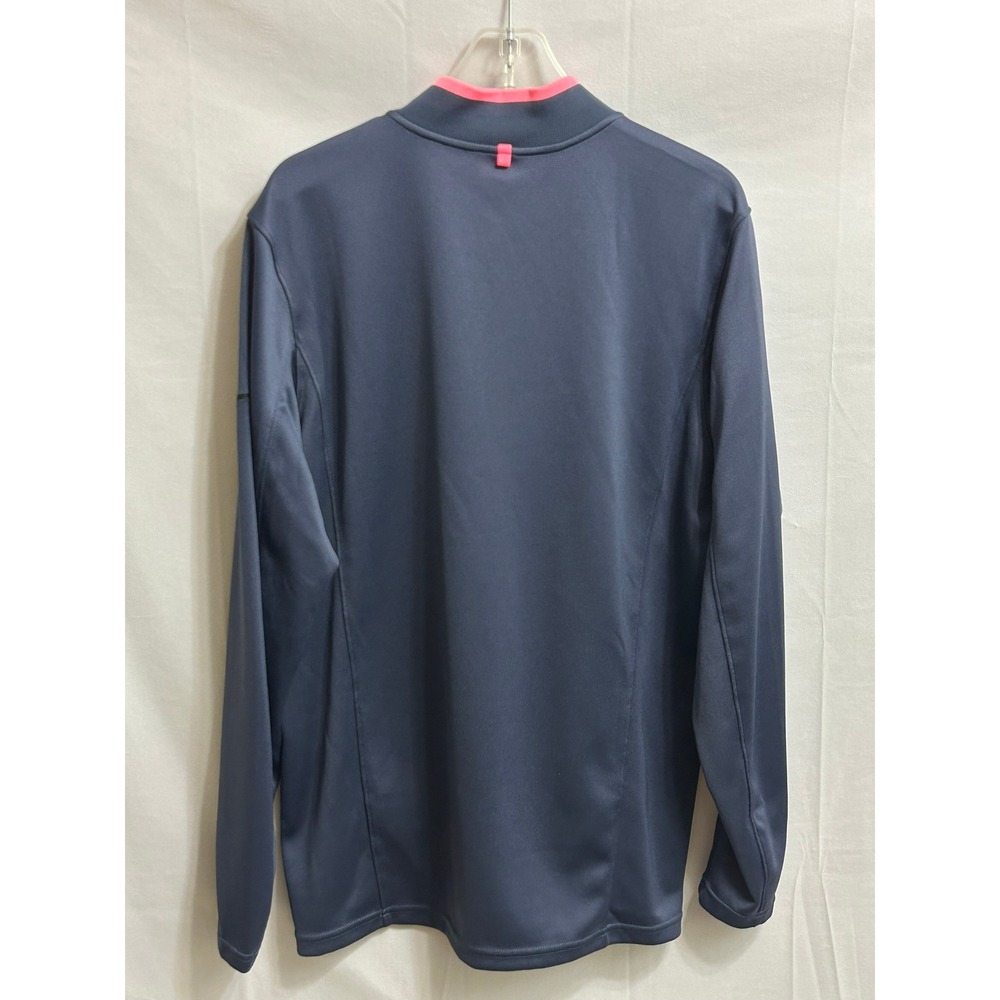 Nike Dri-FIT Womens Large Quarter Zip Pullover Navy Blue Neon Pink Trim Active - Picture 7 of 9